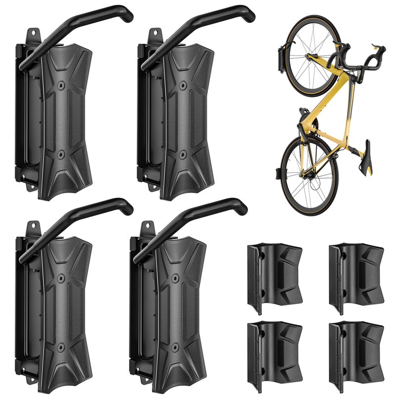 monTEK Heavy Duty Bike Wall Mount, Swivel Bike Wall Hanger Holds Up to 77lbs, Space-Saving Bike Rack Garage, Bike Storage for Bedroom Home Office, 4 Pack - Image 1