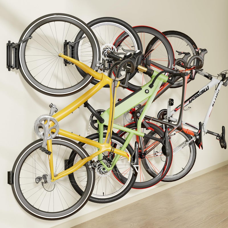 monTEK Heavy Duty Bike Wall Mount, Swivel Bike Wall Hanger Holds Up to 77lbs, Space-Saving Bike Rack Garage, Bike Storage for Bedroom Home Office, 4 Pack - Image 2