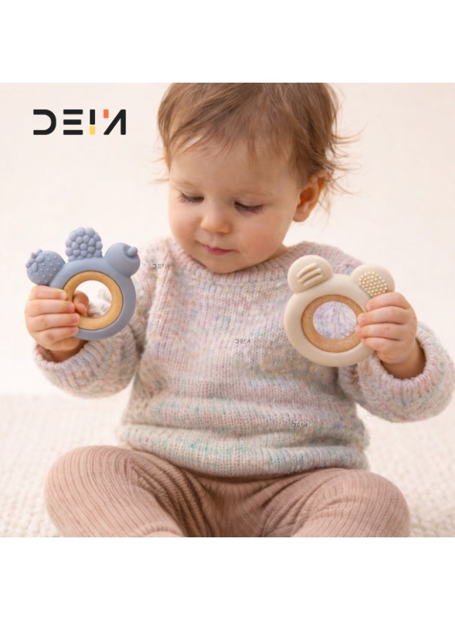 DEIN 3-Piece Premium Baby Teether Set – Food-Grade Silicone & Natural Wood Teething Rings – CE Certified & BPA-Free – Soothing Relief for Infants & Toddlers Up to 18 Months - Image 2