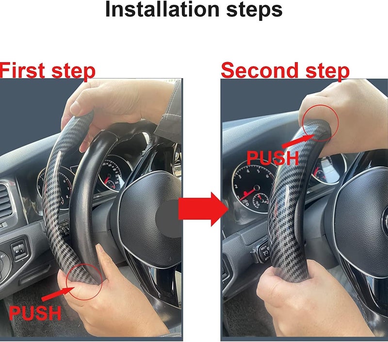 YARDHOBI Car Steering Wheel Cover Carbon Fiber Universal Automobile Interior Accessories Sport Carbon Fiber Car Steering Wheel Cover Non-Slip Car Wheel Protector Universal for Diameter 38cm(15"") - Image 3