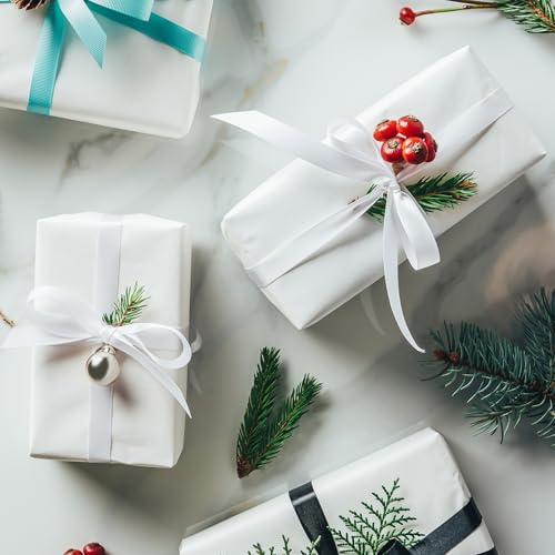 Winjeto All Occasion Gift Wrapping Paper, White Solid Color Pearly Lustre Paper, Perfect Gifts for Women, Wedding, Valentine's Day, Mothers Day, Birthday, Christmas, DIY Bouquet Supplies- 17 inch X 120 inch - Image 5