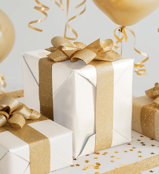 Winjeto All Occasion Gift Wrapping Paper, White Solid Color Pearly Lustre Paper, Perfect Gifts for Women, Wedding, Valentine's Day, Mothers Day, Birthday, Christmas, DIY Bouquet Supplies- 17 inch X 120 inch - Image 4
