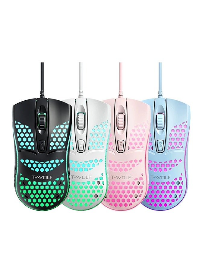 T-WOLF Wired Gaming Mouse, Computer Mouse Ergonomic Mouse Cellular Design, Ergonomic and Lightweight USB Computer Mouse for Windows PC and Laptop Gamers(Black) - Image 4