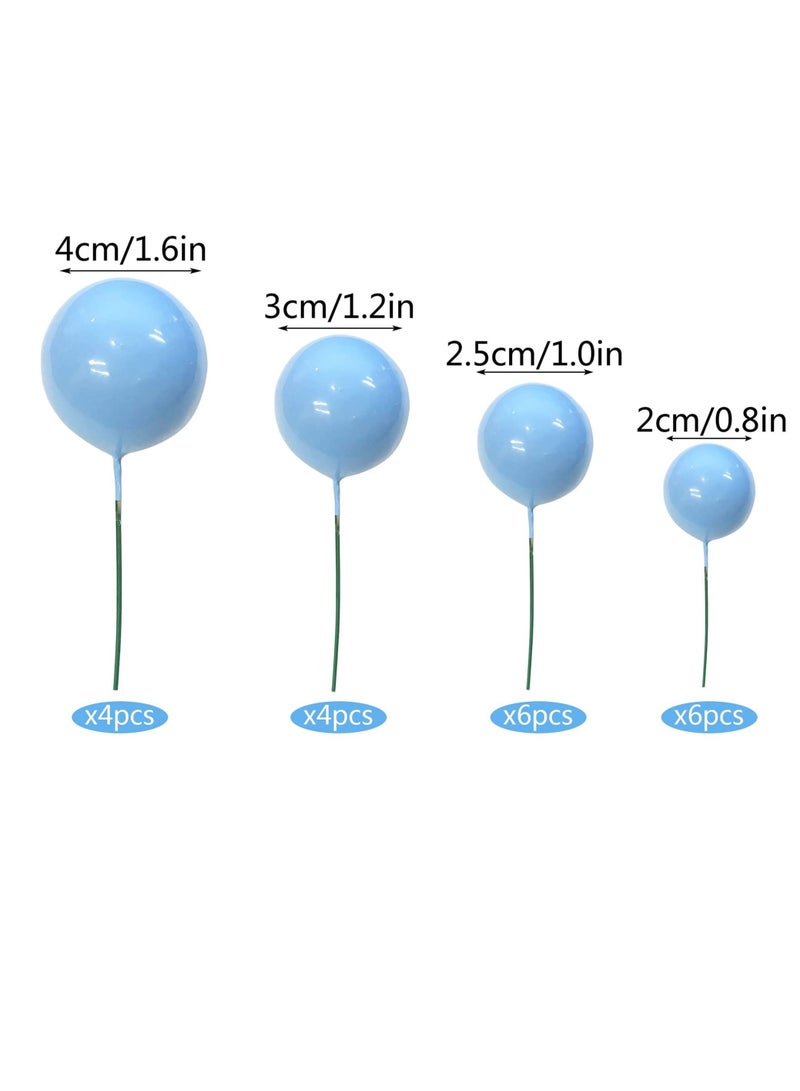 Captaintech Cake Decoration 20 PCS Mini Balloons Cake Topper Foam Ball Cupcake Topper Cake Picks (Blue) - Image 3