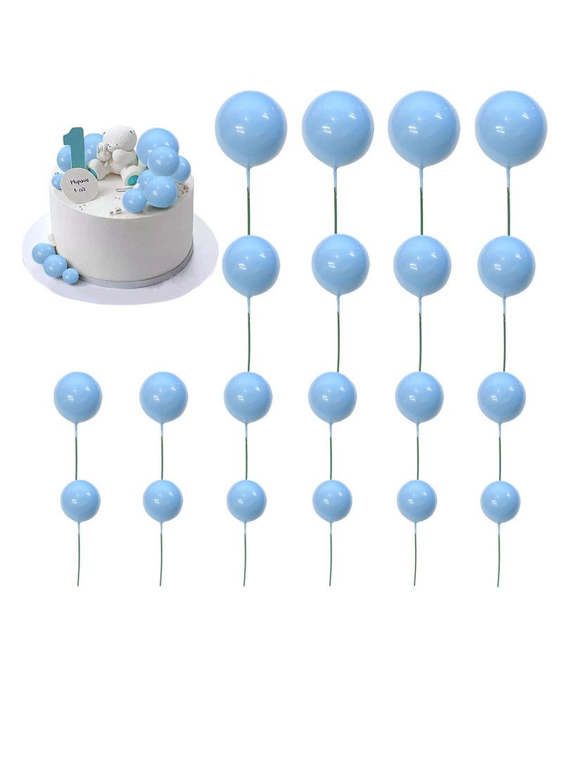 Captaintech Cake Decoration 20 PCS Mini Balloons Cake Topper Foam Ball Cupcake Topper Cake Picks (Blue) - Image 1