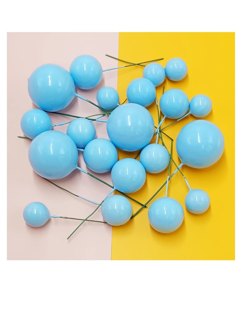 Captaintech Cake Decoration 20 PCS Mini Balloons Cake Topper Foam Ball Cupcake Topper Cake Picks (Blue) - Image 2