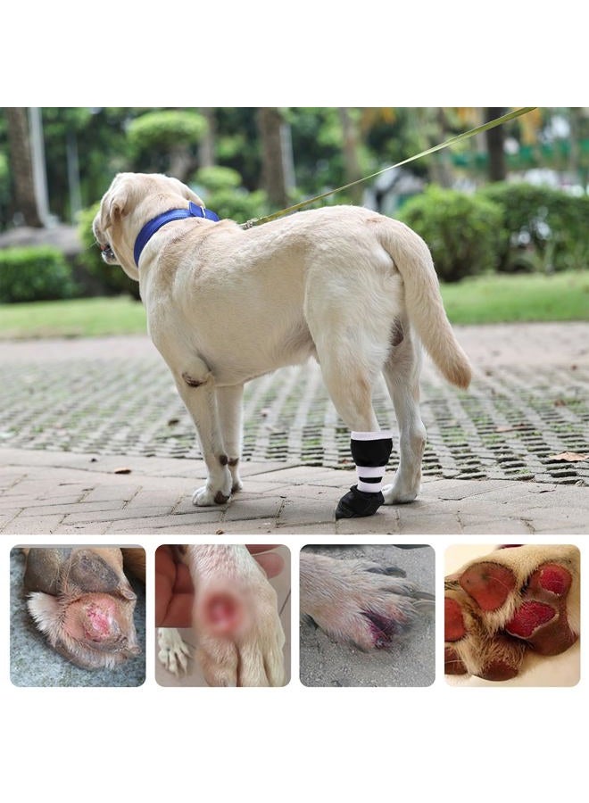 ETIAL Dog Paw Wound Recovery Boot for Injured Paw, Anti-Slip Dog Shoe with Self-Adhesive Strap, Dog Paw Protector for Outdoor Walking & Keep Dogs from Licking Wounds (Black w/White, XL) - Image 4