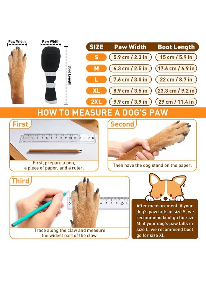 ETIAL Dog Paw Wound Recovery Boot for Injured Paw, Anti-Slip Dog Shoe with Self-Adhesive Strap, Dog Paw Protector for Outdoor Walking & Keep Dogs from Licking Wounds (Black w/White, XL) - Image 3