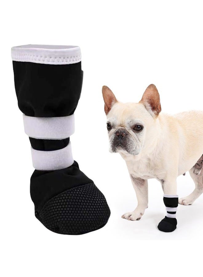 ETIAL Dog Paw Wound Recovery Boot for Injured Paw, Anti-Slip Dog Shoe with Self-Adhesive Strap, Dog Paw Protector for Outdoor Walking & Keep Dogs from Licking Wounds (Black w/White, XL) - Image 1