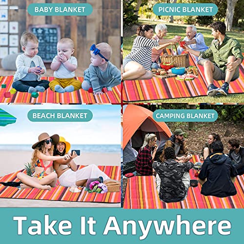 PACKNBUY Foldable Picnic Mat for Outdoor Waterproof Sand Proof Camping Blanket for Beach Travel Park Family Outing Trekking Hiking Large Foldable Mat Rug (RED Pink) - Image 3