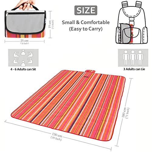 PACKNBUY Foldable Picnic Mat for Outdoor Waterproof Sand Proof Camping Blanket for Beach Travel Park Family Outing Trekking Hiking Large Foldable Mat Rug (RED Pink) - Image 2
