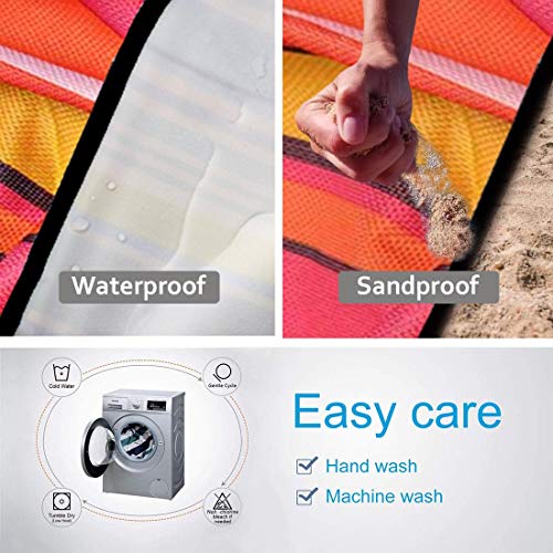PACKNBUY Foldable Picnic Mat for Outdoor Waterproof Sand Proof Camping Blanket for Beach Travel Park Family Outing Trekking Hiking Large Foldable Mat Rug (RED Pink) - Image 4