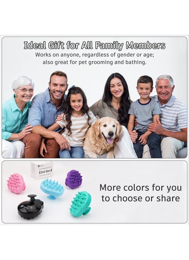 FReatech Updated Hair Scalp Massager Shampoo Brush with 2 Types of Silicone Bristles, Finely Clean and Scrub Gently, Care for Sensitive & Delicate Scalp, Exfoliate and Stimulate Hair Growth, Black 