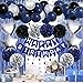 ZERODECO Birthday Party Decorations for Men Black Navy Blue Silver Happy Birthday Banner Pompoms Balloon Arch Fringe Curtain Party Dcor for Men Boys Women Girls Party Decorations Kit - Image 2