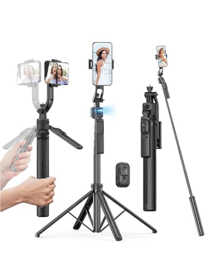 Phone Tripod, Selfie Stick Tripod with AI Smart Face Tracking & Hands-Free Control, Stable Quad-Leg Design & Adjustable Height—Perfect for Vlogging, TikTok, and Video Calls - Image 1