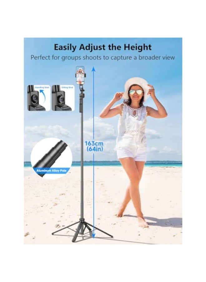 Phone Tripod, Selfie Stick Tripod with AI Smart Face Tracking & Hands-Free Control, Stable Quad-Leg Design & Adjustable Height—Perfect for Vlogging, TikTok, and Video Calls - Image 2