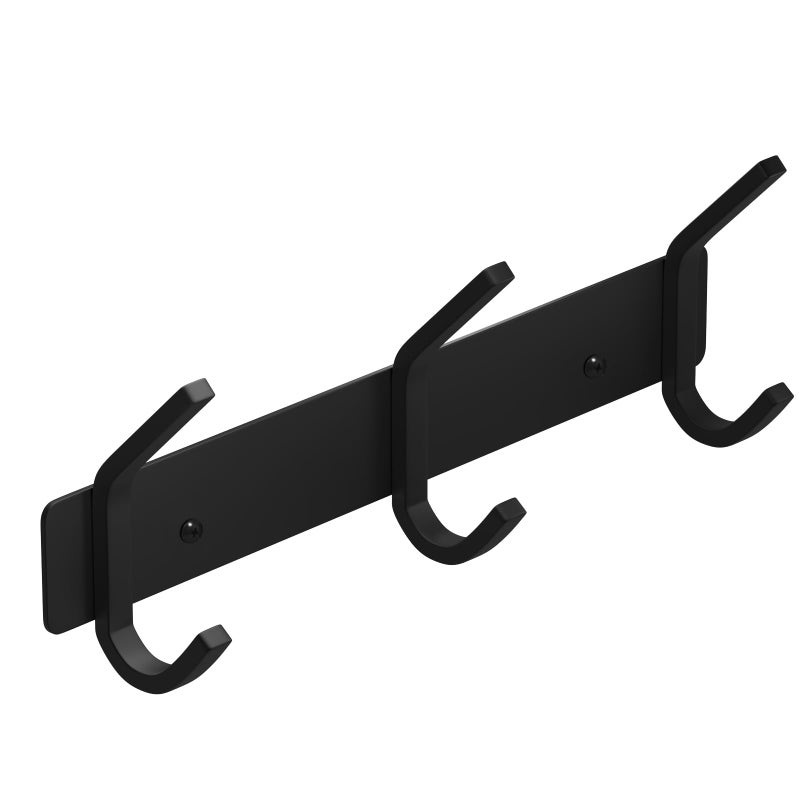 VAEHOLD Coat Hooks Wall Hook for Hanging Clothes Robes Towels Hats Heavy Duty Coat Hanger Coat Rack Wall Mount with 3 Hooks - Black - Image 1