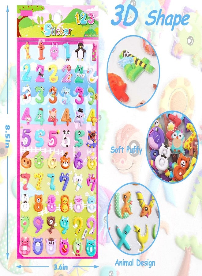 Jactales Puffy ABC Alphabet Stickers for Kids - 3D Foam Letter and Number Sticker for Crafts, Cute Cartoon Animal Design, 6 Sheets - Image 2