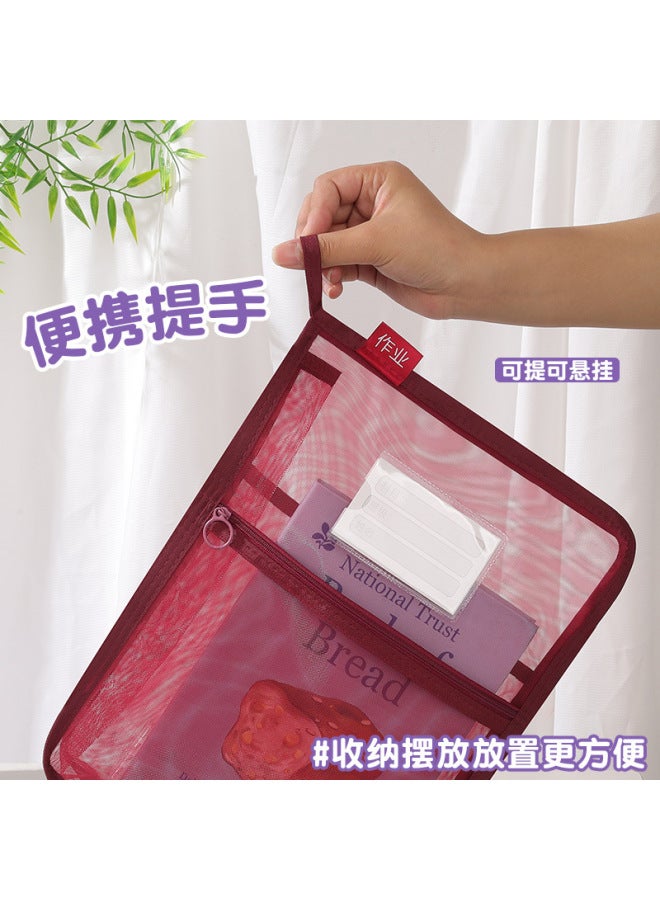 HELPS Creative Large-capacity L-shaped Mesh Subject Bag Transparent Office Zipper File Bag Student Satchel Test Paper Storage Bag - Image 2