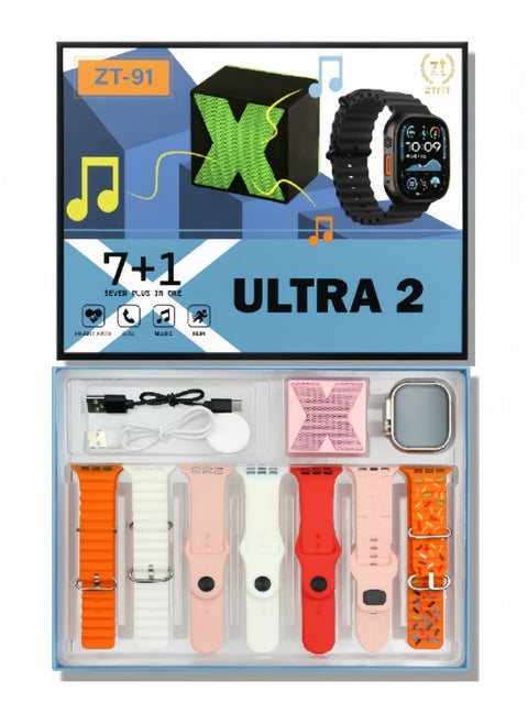 The 2025 new large screen smart watch set comes with seven replacement watch straps and a stylish small speaker