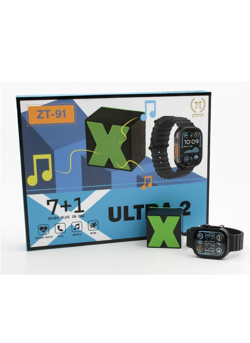 HW - The 2025 new large screen smart watch set comes with seven replacement watch straps and a stylish small speaker - Image 1