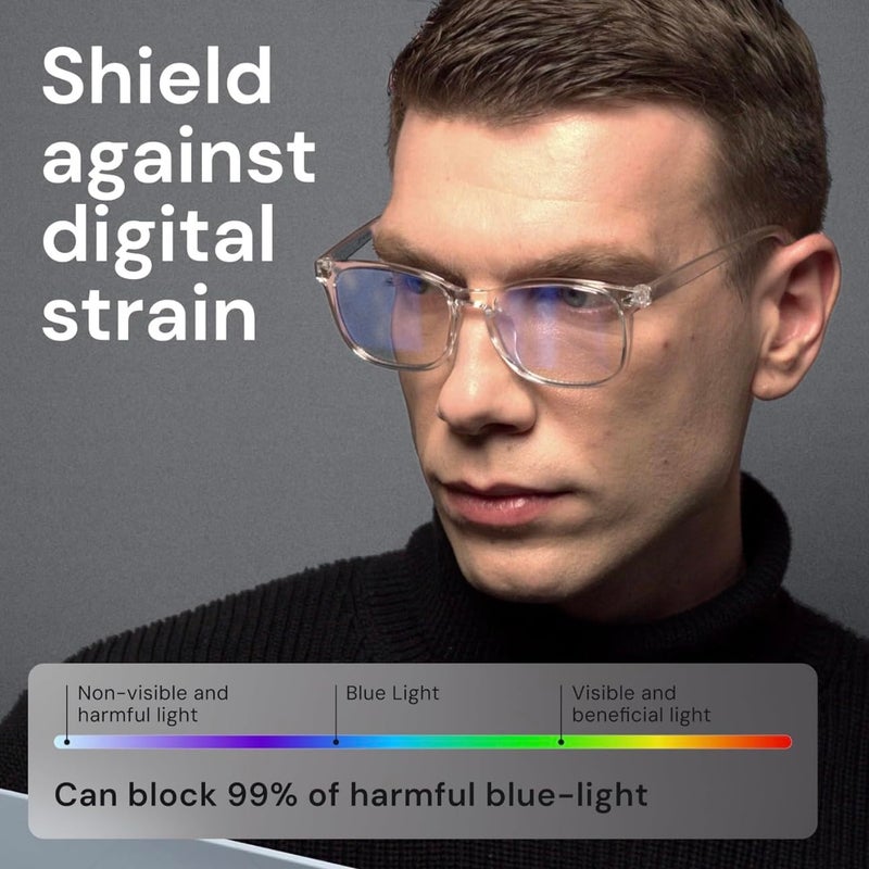 Iflash Blue Light Blocking Glasses Gaming Filter Transparent Square Eyeglasses for Eye Protection Men Women, Computer/Tablet/Laptop/Mobile/TV, Anti-blue & Anti eyestrain - Image 4