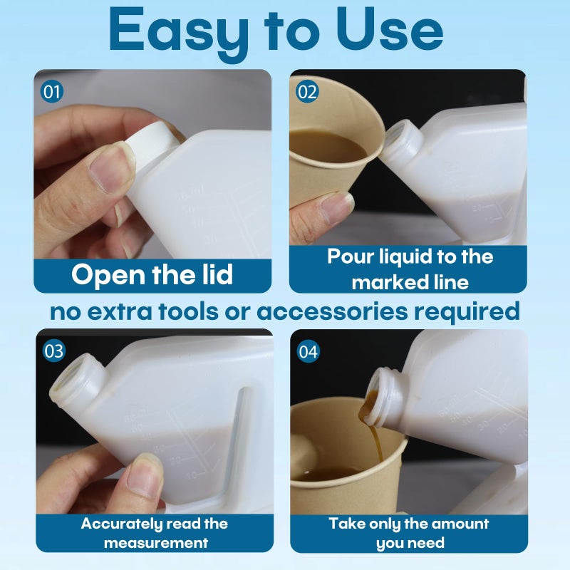 Stitokg 17oz Tip & Pour Measuring Containers with Lids (2 Pcs) â€“ Plastic Tip Measure Bottles, Up to 2oz Precise Measuring Capacity, Reusable Measuring Cups, No Extra Measuring Cup Needed - Image 5