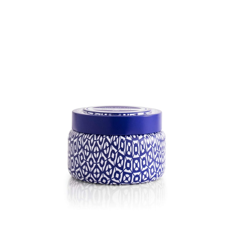 Capri Blue Volcano Printed Travel Tin Jar Candle - Luxury Candle with a Long Lasting Soy Wax Blend - Scented with Tropical & Fruity Fragrance (Blue Color, 8.5 oz) - Image 1