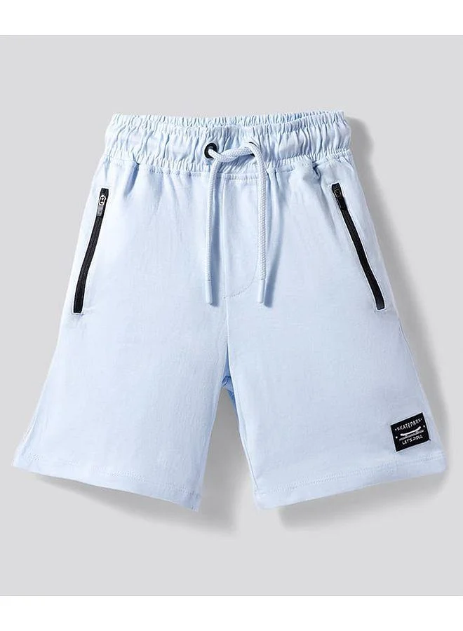 Primo Gino Primo Gino 100% Cotton French Terry Knit Knee Length Solid and Text Printed Shorts (Pack of 3) - Blue & Black