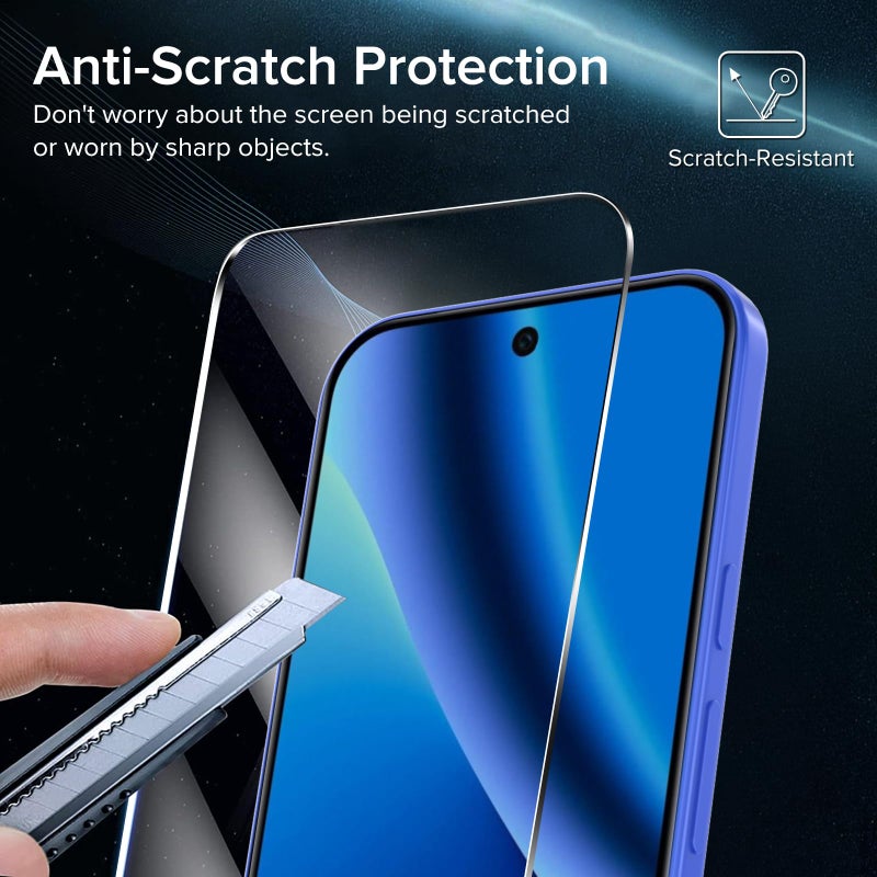 ivoler 3-Pack Screen Protector Tempered Glass for Google Pixel 10a 2026 (6.3 inch)[Fingerprint Unlock Compatible] with Easy Installation Frame 9H Hardness Bubble Free for Pixel 10a - Image 3