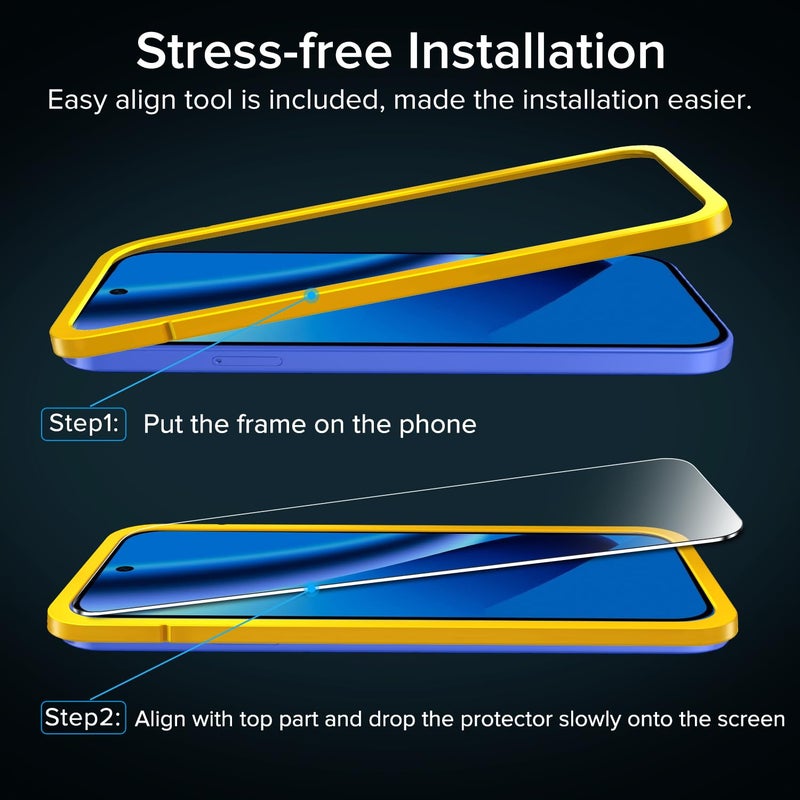 ivoler 3-Pack Screen Protector Tempered Glass for Google Pixel 10a 2026 (6.3 inch)[Fingerprint Unlock Compatible] with Easy Installation Frame 9H Hardness Bubble Free for Pixel 10a - Image 5