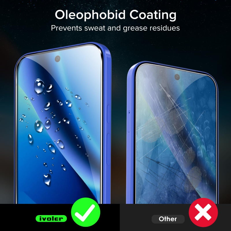 ivoler 3-Pack Screen Protector Tempered Glass for Google Pixel 10a 2026 (6.3 inch)[Fingerprint Unlock Compatible] with Easy Installation Frame 9H Hardness Bubble Free for Pixel 10a - Image 4