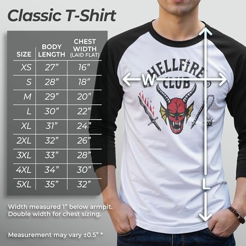 Stranger Things Men's Stranger Things Hellfire Club Costume Baseball Tee - White/Black - Large - Image 5