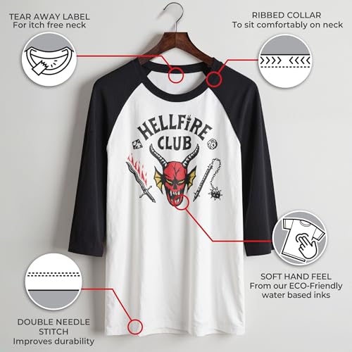 Stranger Things Men's Stranger Things Hellfire Club Costume Baseball Tee - White/Black - Large - Image 3