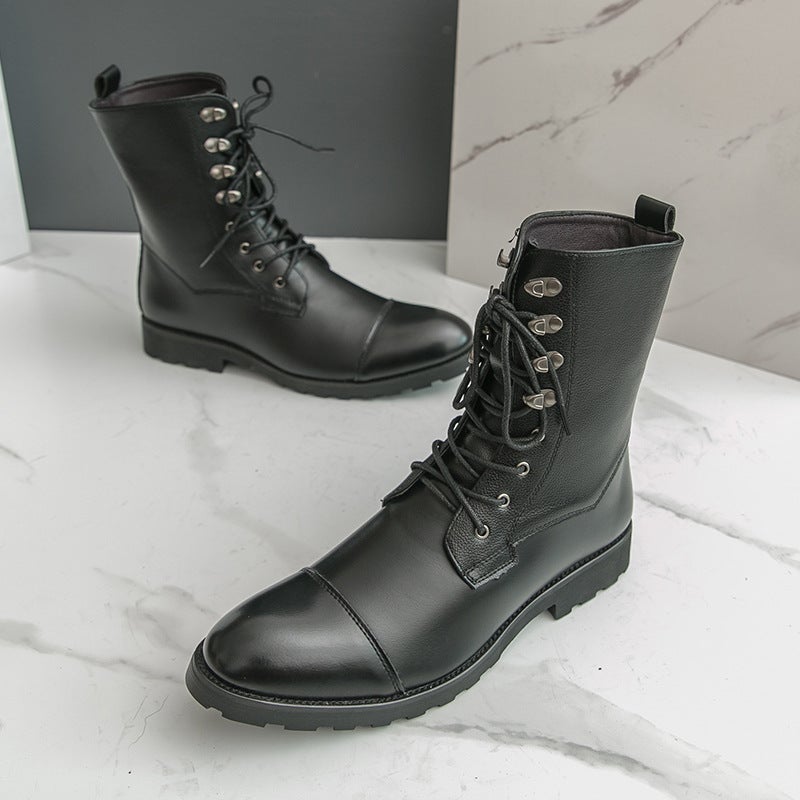 Large Size Long Leather Boots, Size 48, 2025 British Style Leather Shoes, Martin Boots, High-Top Outdoor Cowboy Boots For Men, Dropshipping - Image 5