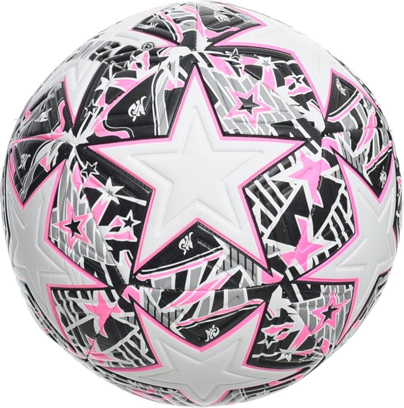 MINSA Size 5 Soccer Ball M266 Black/Pink Design for All Surfaces