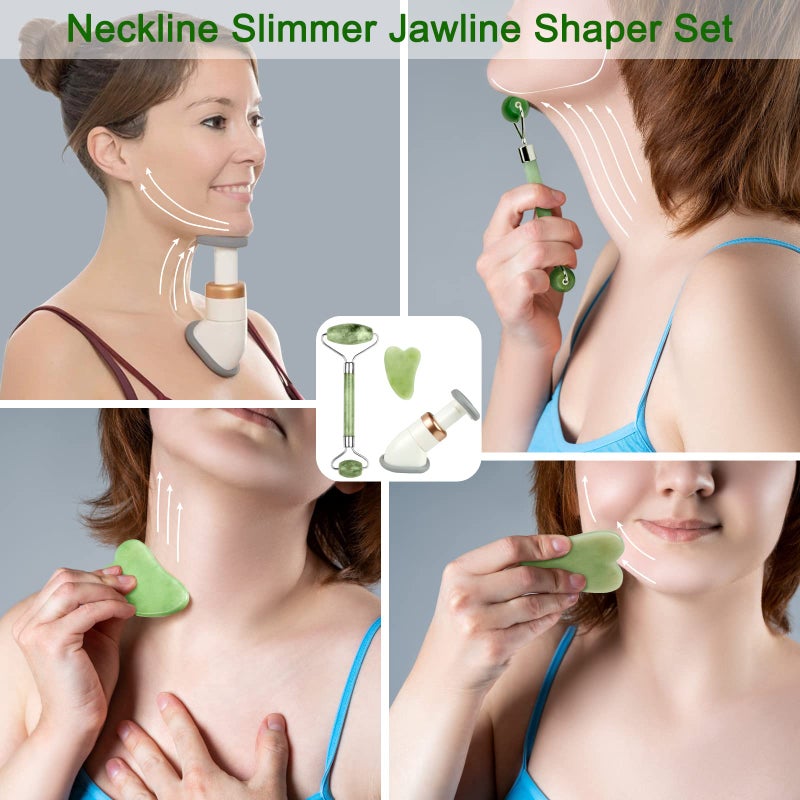 eyxformula Neck Beauty Device & Facial Sculpting Tools Set of 3 - Neck Toning Exerciser + Jade Roller for Face + Gua Sha - to Improve Saggy Skin Rejuvenation & Double Chin, Define Jaw Line And Shape Vline - Image 2