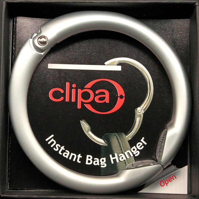 Clipa Bag Hanger – Matte Silver - The Ring That Opens Into a Hook and Hangs In Just 1/2" of Space, Holds 33 lbs., 3 yr. Warranty - Image 3