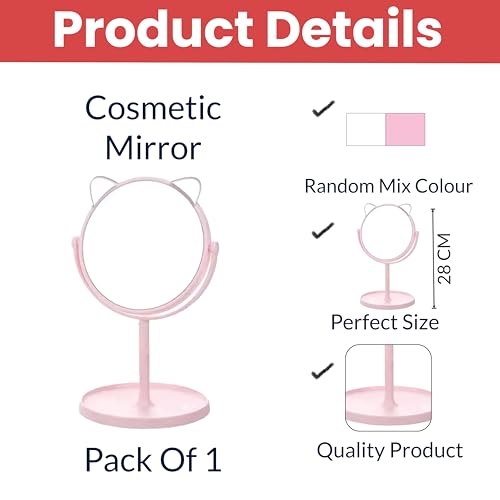 Temperia Table Makeup Mirror with Stand - Small Vanity Portable Foldable Travel Mirror for Face, Make Up, Desk, Shaving, Hostel, Ergonomic Design (Random Colors) (MN03) - Image 2