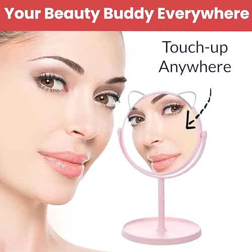 Temperia Table Makeup Mirror with Stand - Small Vanity Portable Foldable Travel Mirror for Face, Make Up, Desk, Shaving, Hostel, Ergonomic Design (Random Colors) (MN03) - Image 3