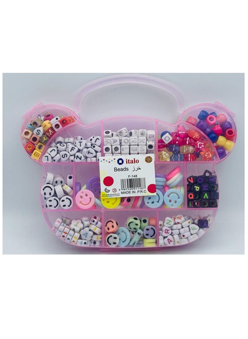 ITALO 400 Pcs DIY Handmade Craft Mix Beads With Mickey Vanity Shaped Box For Kids Bracelets And Necklaces  - Image 1