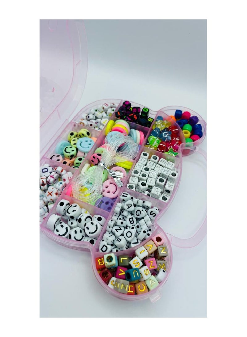 ITALO 400 Pcs DIY Handmade Craft Mix Beads With Mickey Vanity Shaped Box For Kids Bracelets And Necklaces  - Image 5