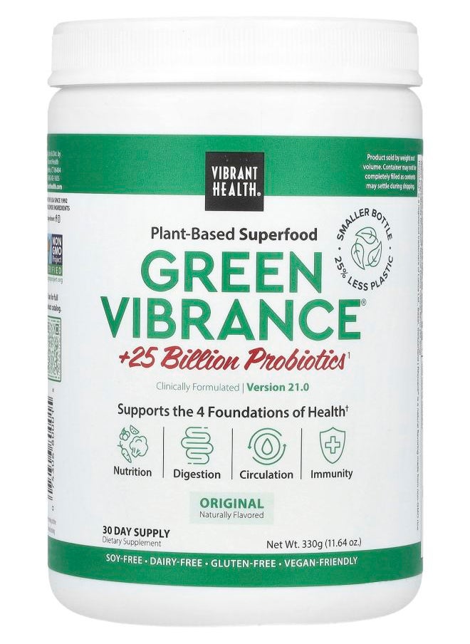 Vibrant Health - Green Vibrance +25 Billion Probiotics Version 21.0 Original 11.64 oz (330 g) - Image 1