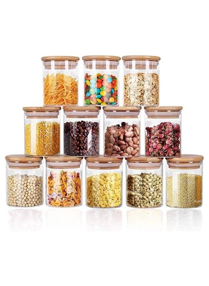 BLOOMING TIME 12-Piece Glass Jars with Wooden Lid for Stylish Spice Organization in Your Kitchen(250ml) - Image 4