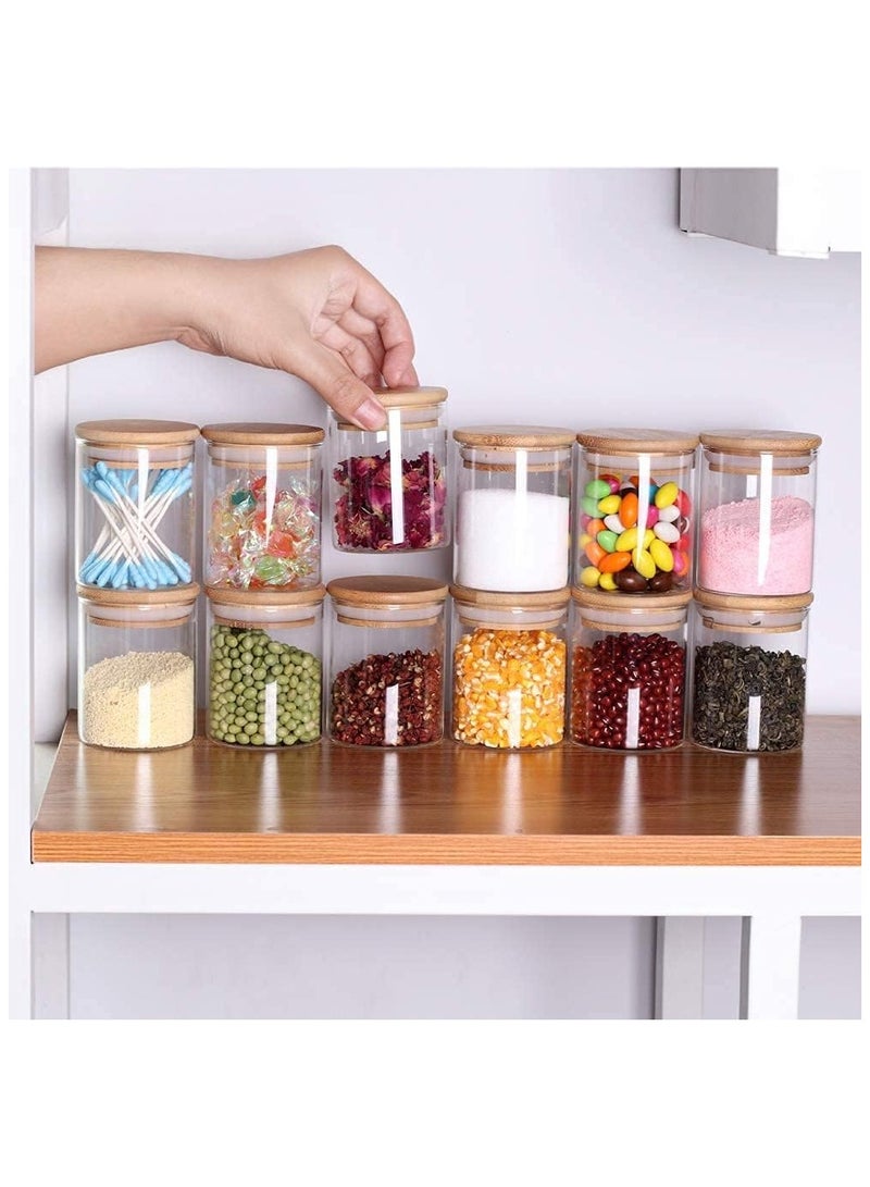 BLOOMING TIME 12-Piece Glass Jars with Wooden Lid for Stylish Spice Organization in Your Kitchen(250ml) - Image 5