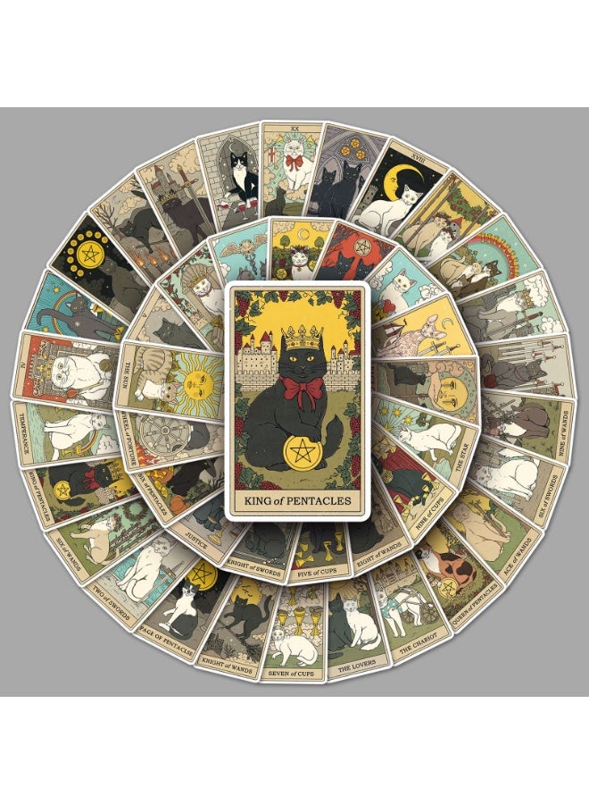 JAKTK 78 Kitten Tarot Cards Creative Laptop Suitcase iPad Phone Case Decoration Waterproof Sticker Graffiti Sticker Birthday Gift  - Image 1