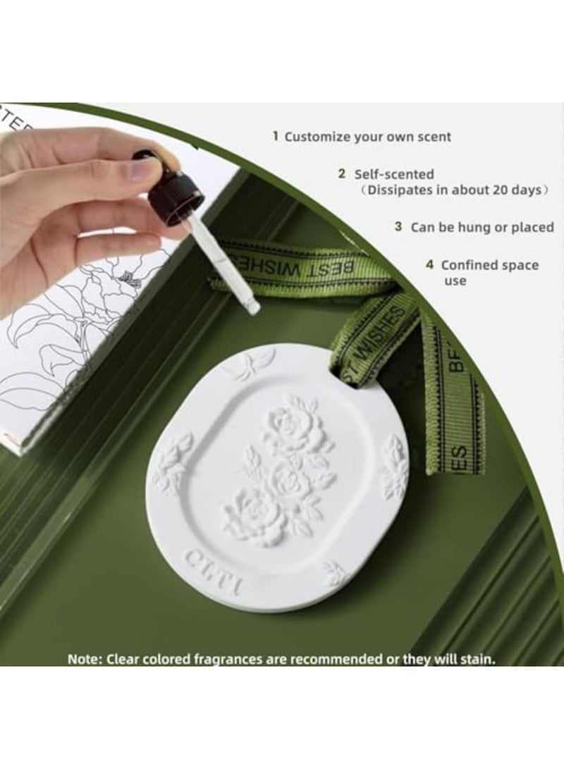 SYOSI 3pcs Porcelain Essential Oil Diffuser Set with Gardenia Scent, Non-Electric and Battery-Free, Ideal for Armoire, Car, Bathroom, Improves Sleep and Relieves Stress, Perfect for Home and Travel Use - Image 4