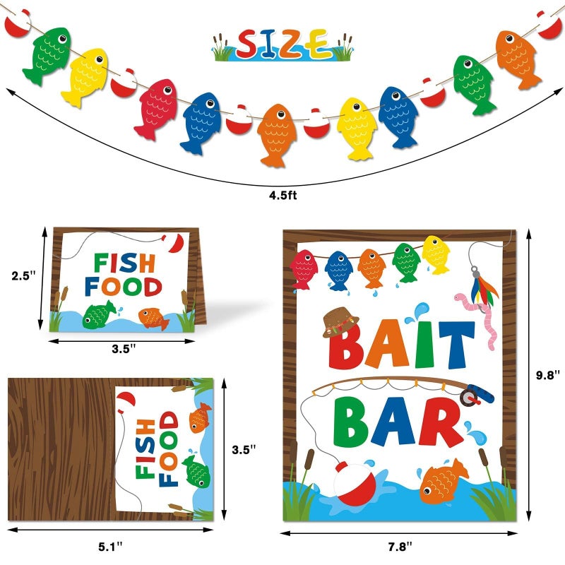 Yaaaaasss! Gone Fishing Party Decorations Fishing Birthday Party Decorations Include Fishing Banner Food Labels Bait Bar Bobber Dessert Food Buffet for Fishing Themed Party Decorations - Image 3