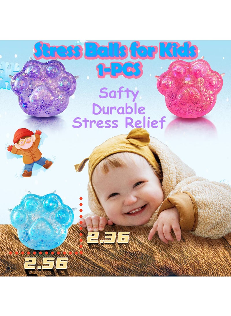 Excefore Cat Paw Squeeze Ball Squishy Toys, 2 Pcs Stress Balls for Adults Squishy Sugar Ball, Party Favors Squeeze Ball, Animals Dough Ball, Fidget Toys, Cat Paws Squishy Ball, for Party Favors (Blue)  - Image 3