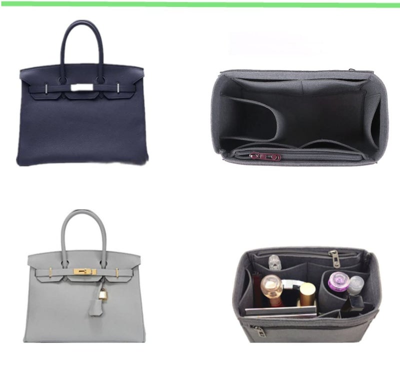 Lckaey Bag and Organizer for birkin insert 25 organizer Felt insert1099grey-S - Image 2